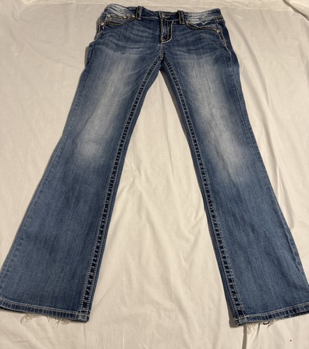 Miss Me Jeans Womens 32 Boot Cut Stretch Distressed Denim 34 Inseam