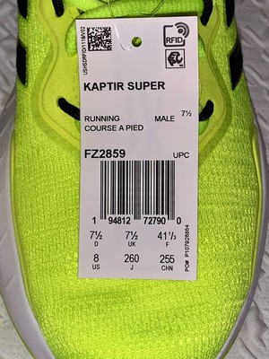Adidas Mens Size 10 Kaptir Solar Yellow Black Running Shoe FZ2859 Sneakers ADIDAS Kaptir Super Solar Yellow Black Training Running  main image 4