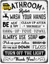 Funny Bathroom Rules Signs, Rustic Toilet Wall Decor, Restroom Sign Quote Alumin