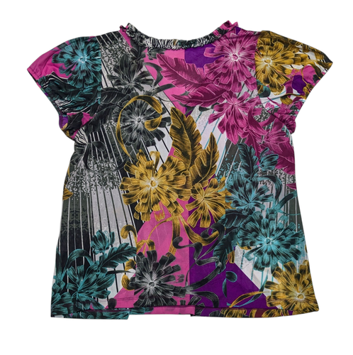 Lane Bryant Colorful Floral Puff Sleeve Blouse Womens 18/20 Ruffled V Neck Top - Picture 2 of 8
