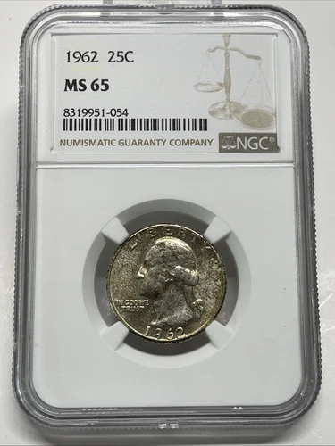 1962 Washington Silver Quarter 25c NGC MS 65