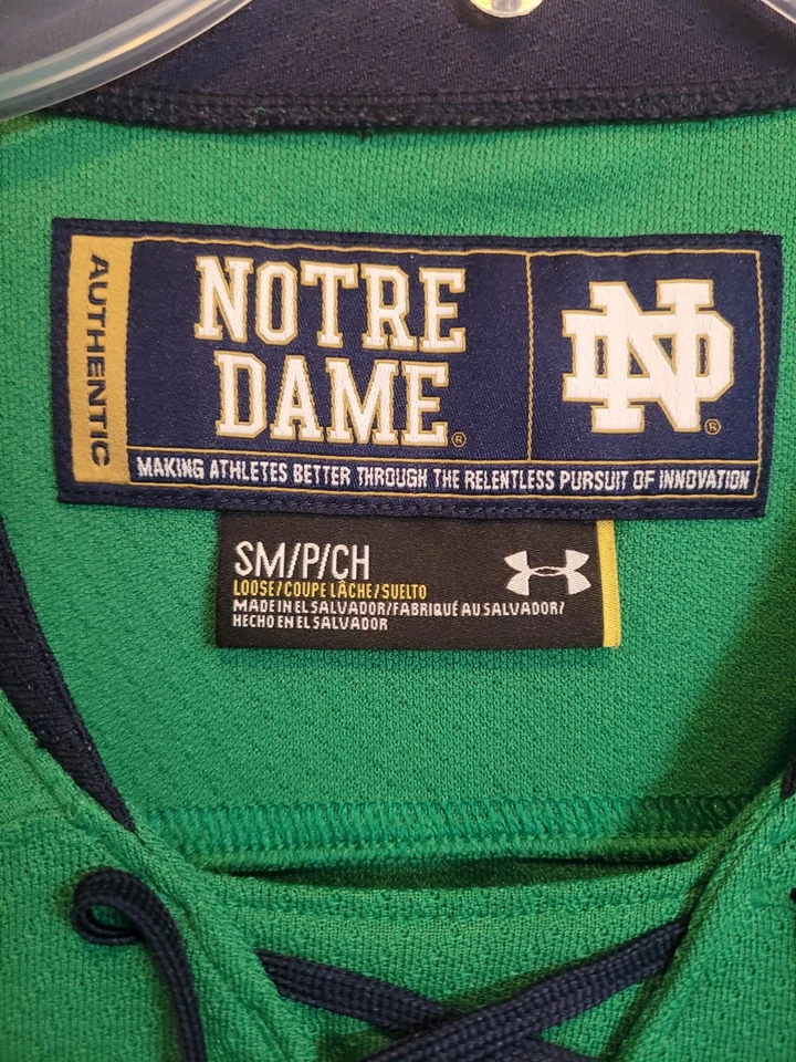 Camiseta deportiva de hockey Green Under Armour Notre Dame Fighting Irish Script para hombre S NCAA Foto 4 de 4