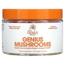 2 X The Genius Brand, Genius Mushrooms, 180 Veggie Capsules