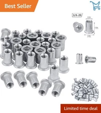 100 Pcs Aluminum Flange Rivet Nuts 1/4-20 Threaded Insert for fastening