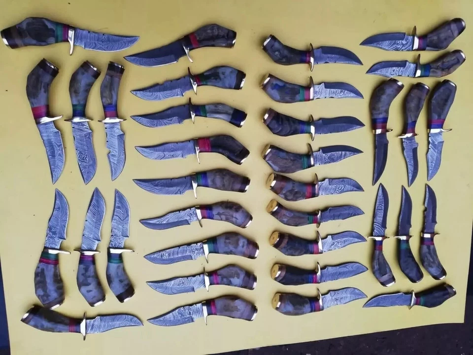 LOT 20PCS, 6'' SKINNER KNIFE RAM HORN HANDLE HANDMADE DAMASCUS WITH SHEATH - Image 3 of 4
