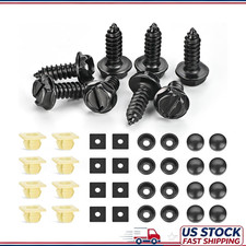 Black Zinc License Plate Screw Kit 8 Pack Anti-rattle Fastener Set Front And Re