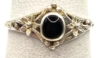 Vintage Sterling Silver / 925 Oval Black Onyx Flowers Ring Size 6