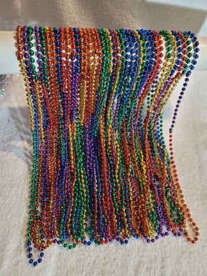 Mardi Gras Rainbow 6 Section 33'' Metallic Throw Party Beads Lot Of 432(36 Dozen)