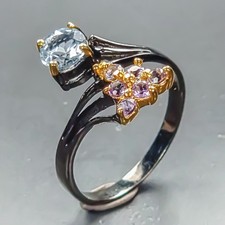 Jewellery Natural Blue Topaz Ring 925 Sterling Silver Size 6 /R461782