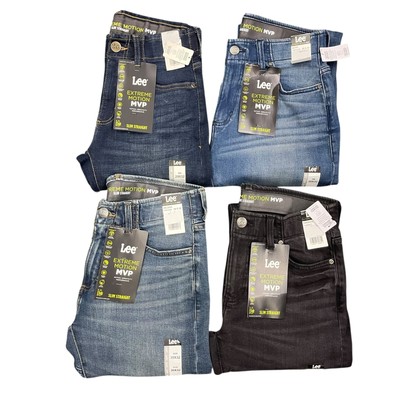 Lee Mens Extreme Motion MVP Slim Fit Straight Jeans Stretch Denim Flex Waistband