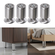 4PC Adjustable Chrome Furniture Legs Feet Replacement Support Elevated Sofa Feet
