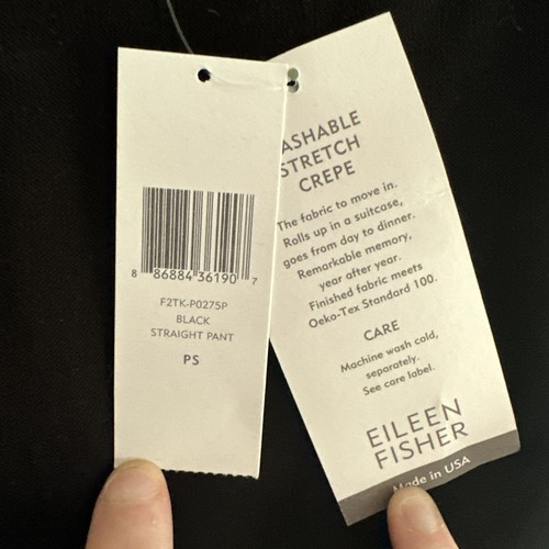 Eileen Fisher Washable Stretch Crepe Women's Black Straight Leg Pants Sz PS - Picture 5 of 5