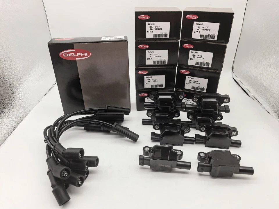 8 Pcs DELPHI UF413 Ignition Coil & 9748UU Wire For 04-21 GMC Cadillac Chevrolet - Image 2 of 4