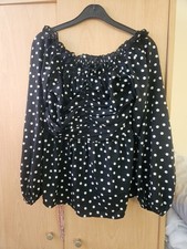 Image of Black Boo Hoo Polka Dot Top Flatterimg Lightweight And Perfect For Summer