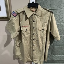 Boy Scout BSA UNIFORM SHIRT Men  s XL Extra Large Short Sleeve Tan V100