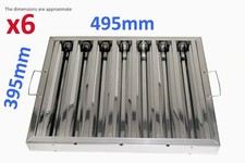 6x Filtro Deflettore Grasso a Baldacchino Acciaio Inox Cappa Aspirazione Cucina 395x495mm