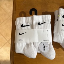 Nike Kids Dri-FIT Cushioned Ankle Socks 6-Pair - White, Size XS 10C-3Y Unisex