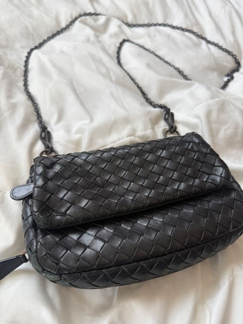 Bottega Veneta black genuine leather shoulder bag rare image 2