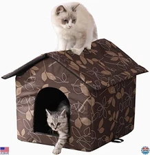 Outdoor Cat House Cat House for Outdoor and Indoor Use - Waterproof Shelter for