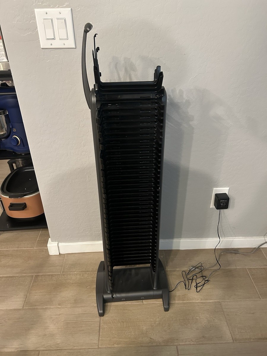 DVD Power Tower 80 Rotating Freestanding Rack Black Plastic Holds