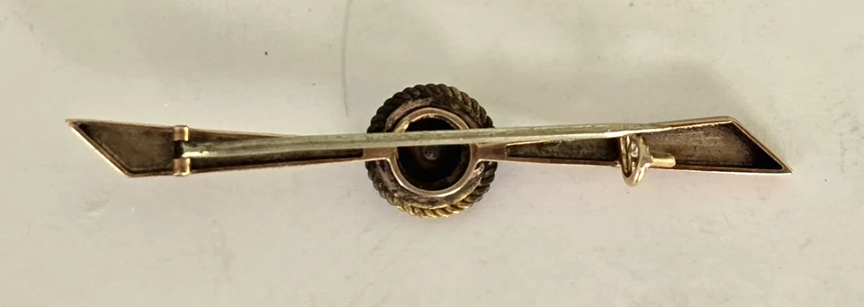 Barra de clip de corbata de oro amarillo macizo de 10 quilates con perlas para hombre de 2,5 grms vintage Foto 3 de 4