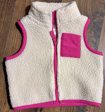Carter's Baby Sherpa Fleece Full Zip Vest White/Pink Solid 3 Months