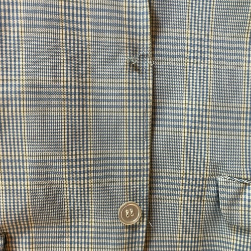 Vintage Esskay Boys Jacket Plaid Missing A Button Light Blue And Grey - Picture 4 of 9