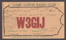 W3GIJ Camp Curtin Junior High School Harrisburg PA QSL postcard 1937