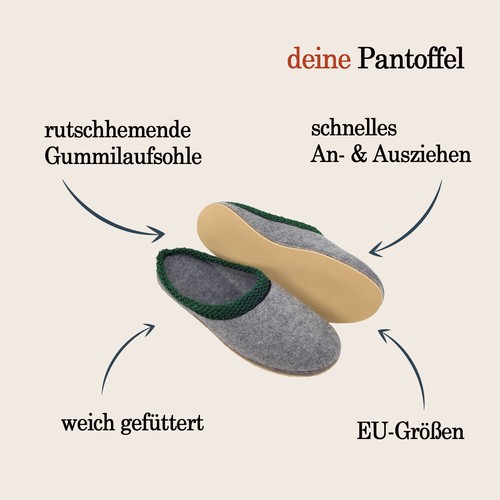 Herren Filzpantoffel Gummisohle Filzhausschuhe Latschen Pantoffeln Hausschuh - Bild 3 von 84
