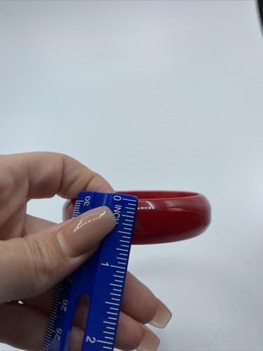 Brazalete de baquelita vintage RARO remolino de mármol rojo # - Imagen 10 de 12