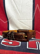 Brown Brighton Crocodile Leather Belt Womens Sz 24-28 USA Made