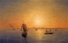 Oil painting Russian-Fleet-at-Sunset-Ivan-Constantinovich-Aivazovsky-Oil-Paintin