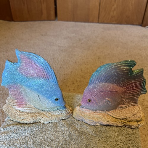 Tropische Fische Figuren Harz bunt funkelnd 2er Set 6" groß - Bild 2 von 11