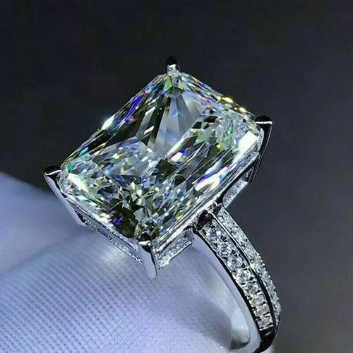 2CT EMERALD CUT Lab-Created Diamond WOMEN'S WEDDING RING 14K White Gold Plated - Picture 2 of 6
