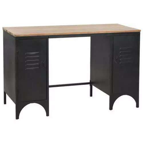 Black desk with wood top deals