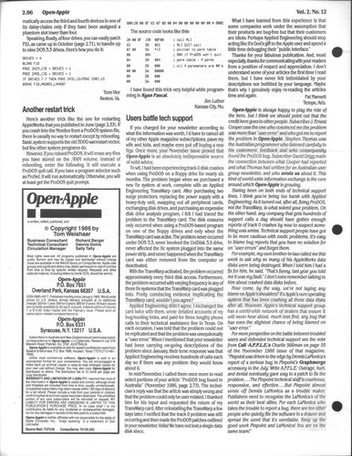 Open-Apple Newsletter, January 1987, Apple II II+ IIe IIc IIgs - Picture 2 of 3