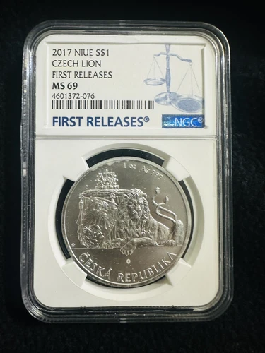 2017 1 oz .999 Silver Czech Lion Niue $1 NGC MS69 low mintage 10K only