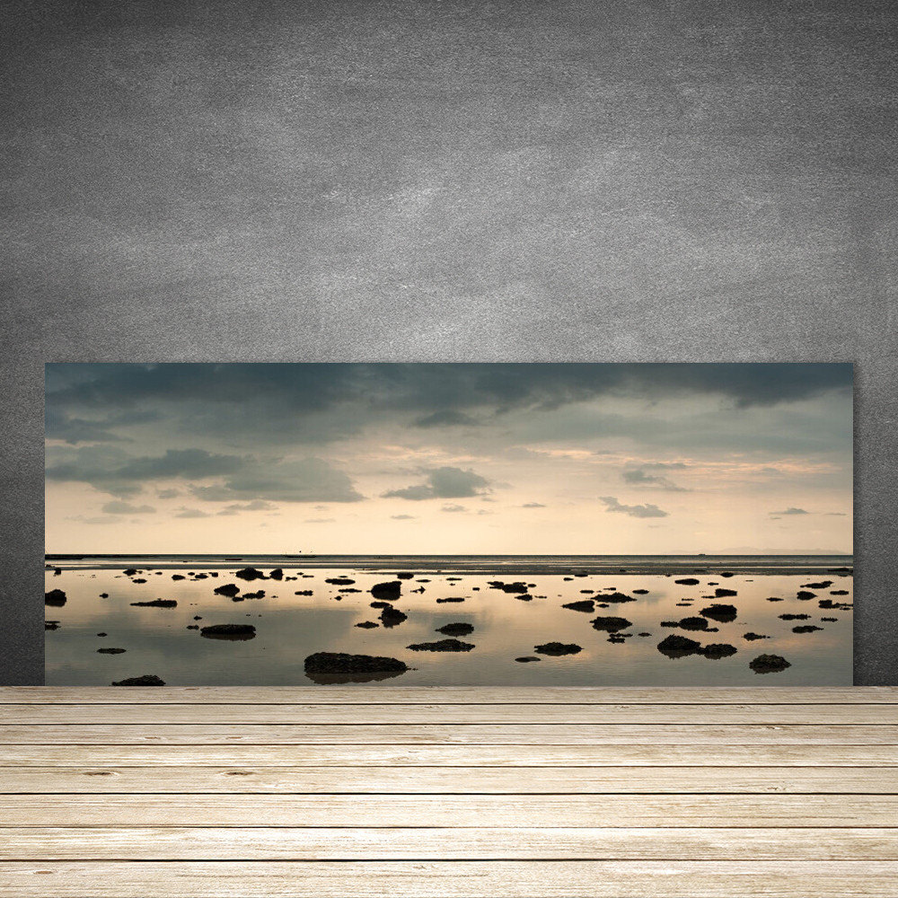 Crédence de cuisine en verre panneau protection murale 125x50 paysage eau