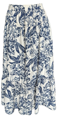Abercrombie & Fitch Skirt Women S Poplin Tiered Maxi Print Boho Flowy Vacation