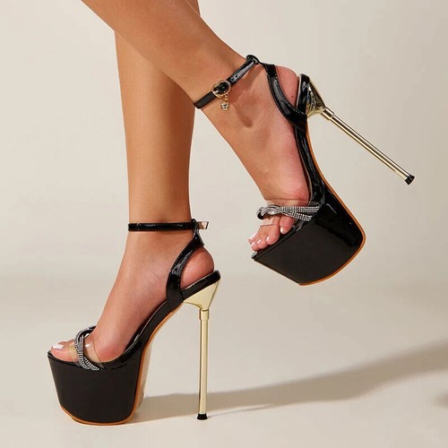 Elegant women's party wedding shoes Open toe PVC clear High Heels sandals - Picture 4 of 18