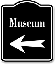 Museum Left Arrow BLACK Aluminum Composite Sign