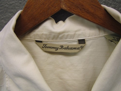 Tommy Bahama Silk Hawaiian Shirt Mens L Embroidered Floral Panel Short Sleeve - Picture 2 of 12