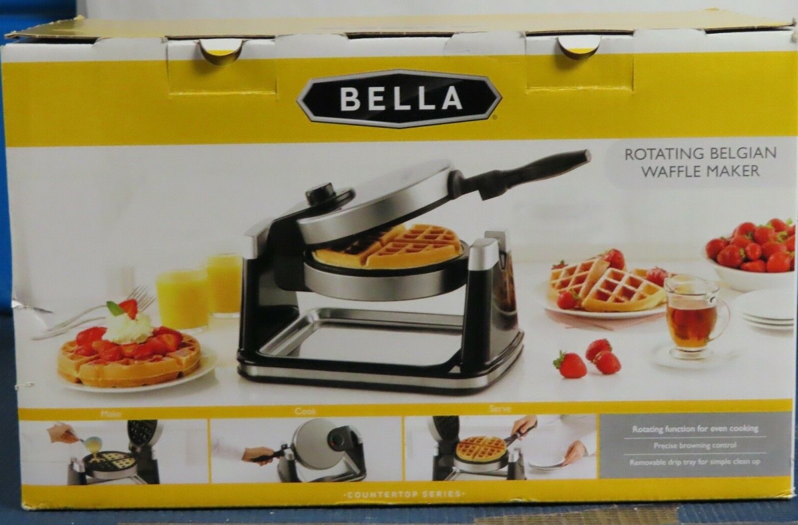 New Bella Rotating Belgian Waffle Maker with Precise Browning and Removable Drip Tray-image