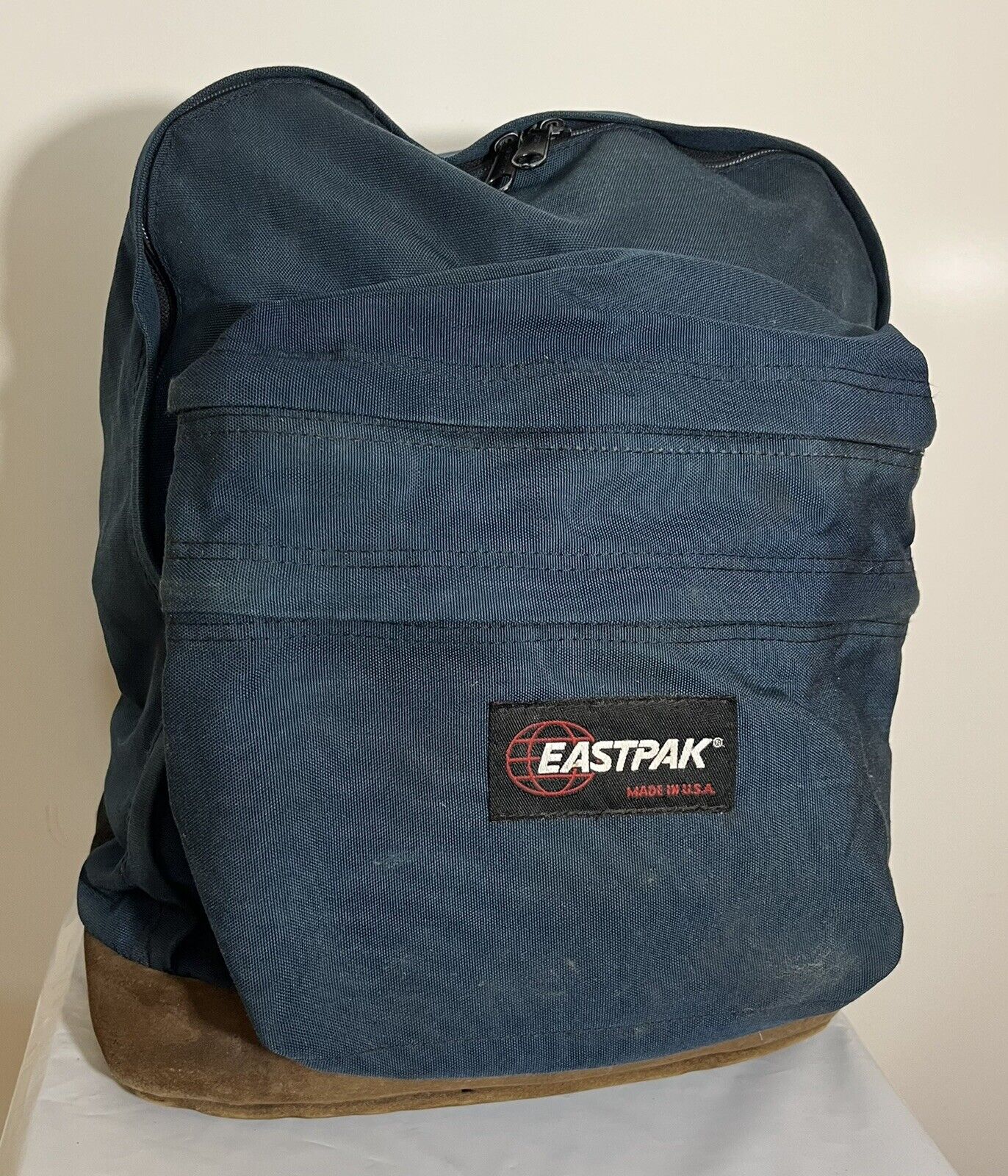 Eastpak USA Made Navy Blue Suede Bottom Daypack Book Bag Backpack