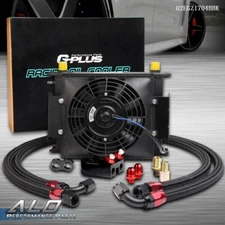 New Universal 30 Row AN10 Aluminum Engine Oil Cooler+ Filter Adapter+ 7" Fan Kit