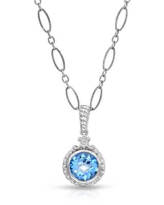 SIMON GOLUB& SONS Solitaire Necklace With Genuine Topaz 925 Sterling silver 18in