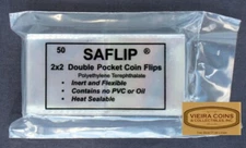 50  SAFLIP 2 X 2 COIN FLIP - MUSEUM QUALITY - NON PVC - Safe for coins  - #28510