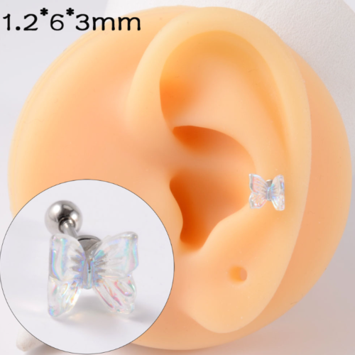 Une paire de boucles d'oreilles papillon à vis papillon en acier inoxydable AB pour femmes S9 - Photo 1 sur 3