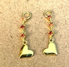 SIMULATED GARNET COLOR DIAMOND INTERCHANGEABLE HEART EARRING CHARMS