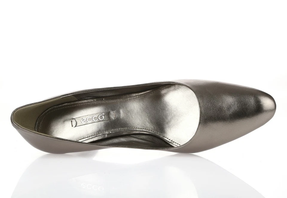Zapatos de salón ECCO Coventry para mujer de cuero platino pulido sin cordones punta puntiaguda talla 41 Foto 3 de 4